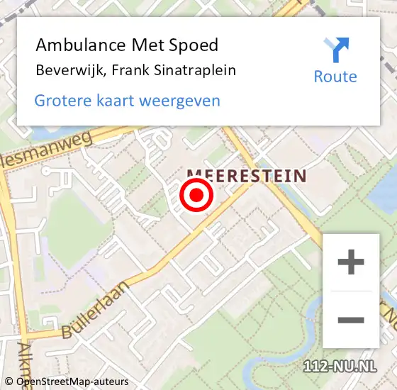 Locatie op kaart van de 112 melding: Ambulance Met Spoed Naar Beverwijk, Frank Sinatraplein op 11 mei 2024 17:18