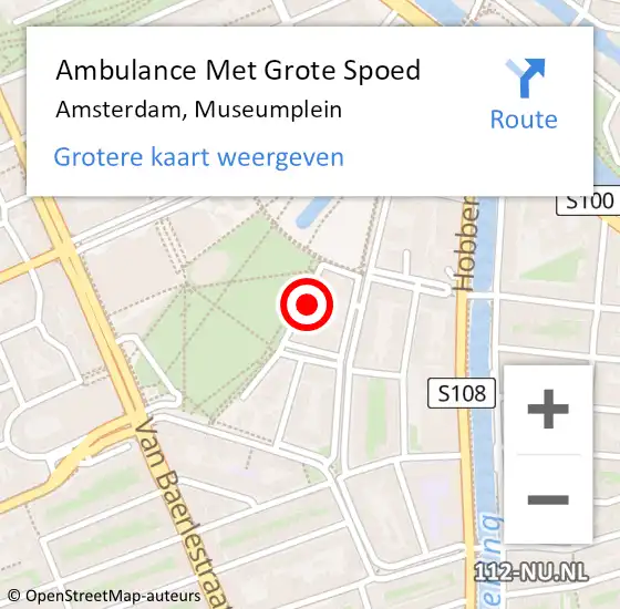 Locatie op kaart van de 112 melding: Ambulance Met Grote Spoed Naar Amsterdam, Museumplein op 11 mei 2024 17:19