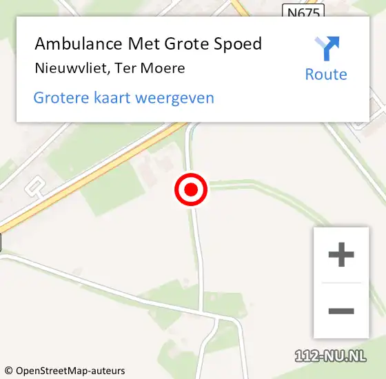 Locatie op kaart van de 112 melding: Ambulance Met Grote Spoed Naar Nieuwvliet, Ter Moere op 5 oktober 2014 14:30