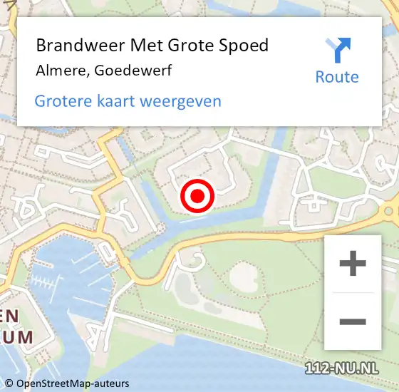 Locatie op kaart van de 112 melding: Brandweer Met Grote Spoed Naar Almere, Goedewerf op 11 mei 2024 17:21