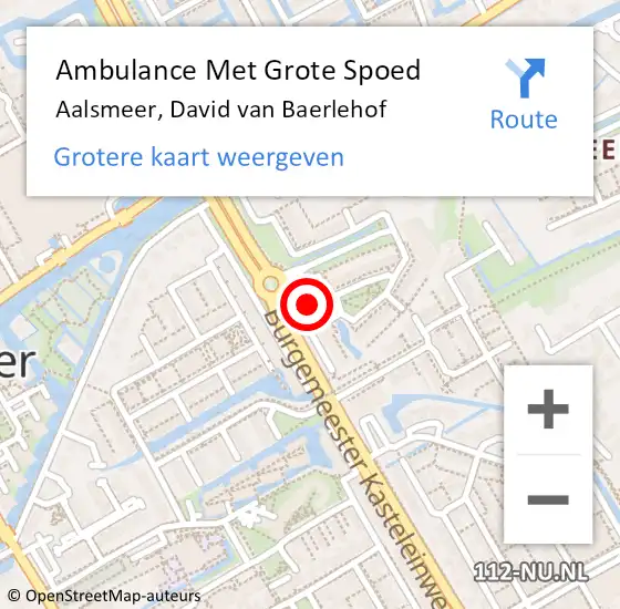 Locatie op kaart van de 112 melding: Ambulance Met Grote Spoed Naar Aalsmeer, David van Baerlehof op 11 mei 2024 17:25