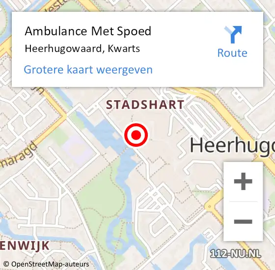 Locatie op kaart van de 112 melding: Ambulance Met Spoed Naar Heerhugowaard, Kwarts op 11 mei 2024 17:30