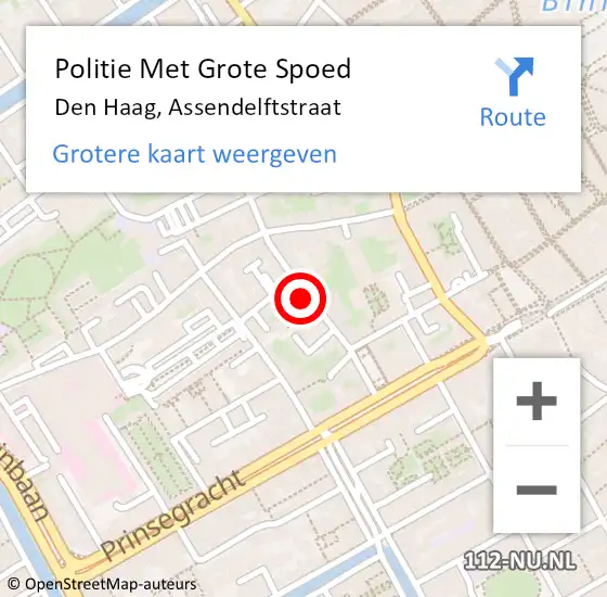 Locatie op kaart van de 112 melding: Politie Met Grote Spoed Naar Den Haag, Assendelftstraat op 11 mei 2024 17:35