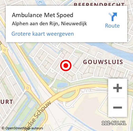 Locatie op kaart van de 112 melding: Ambulance Met Spoed Naar Alphen aan den Rijn, Nieuwedijk op 11 mei 2024 17:48