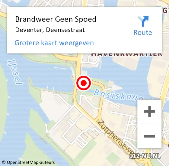 Locatie op kaart van de 112 melding: Brandweer Geen Spoed Naar Deventer, Deensestraat op 11 mei 2024 17:50