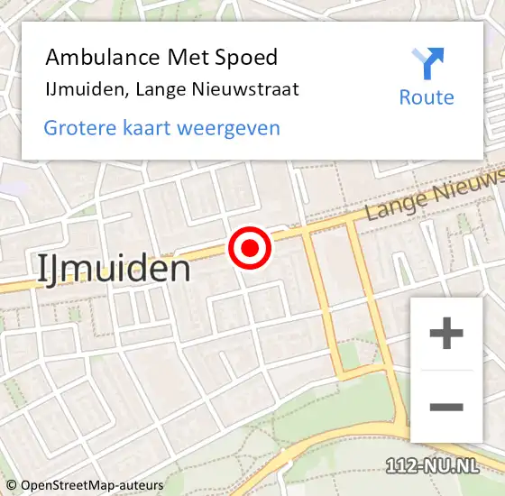 Locatie op kaart van de 112 melding: Ambulance Met Spoed Naar IJmuiden, Lange Nieuwstraat op 11 mei 2024 18:17