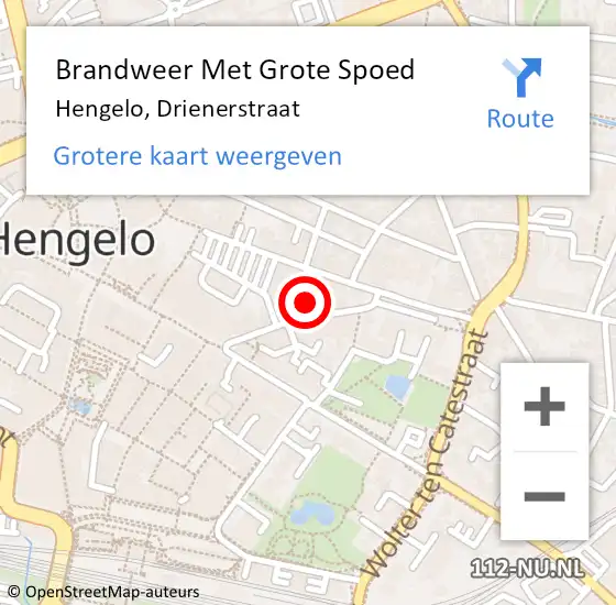 Locatie op kaart van de 112 melding: Brandweer Met Grote Spoed Naar Hengelo, Drienerstraat op 11 mei 2024 18:23