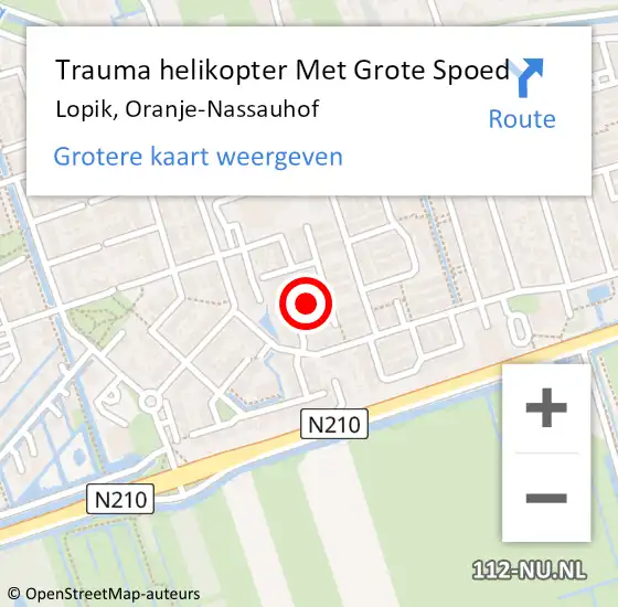 Locatie op kaart van de 112 melding: Trauma helikopter Met Grote Spoed Naar Lopik, Oranje-Nassauhof op 11 mei 2024 18:28