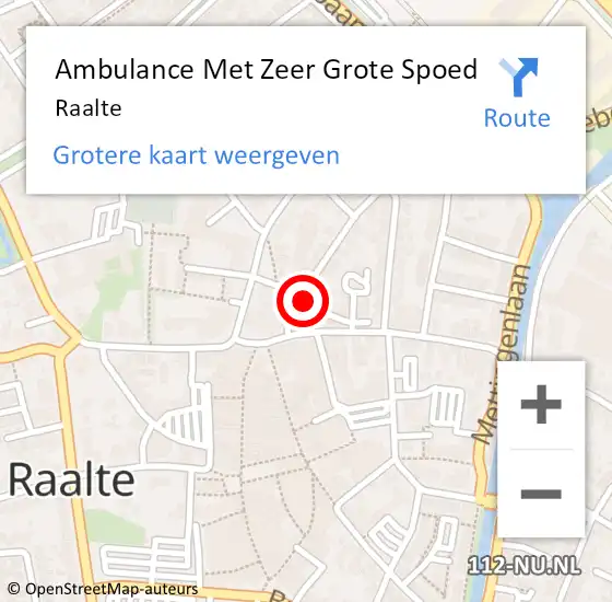 Locatie op kaart van de 112 melding: Ambulance Met Zeer Grote Spoed Naar Raalte op 11 mei 2024 18:37