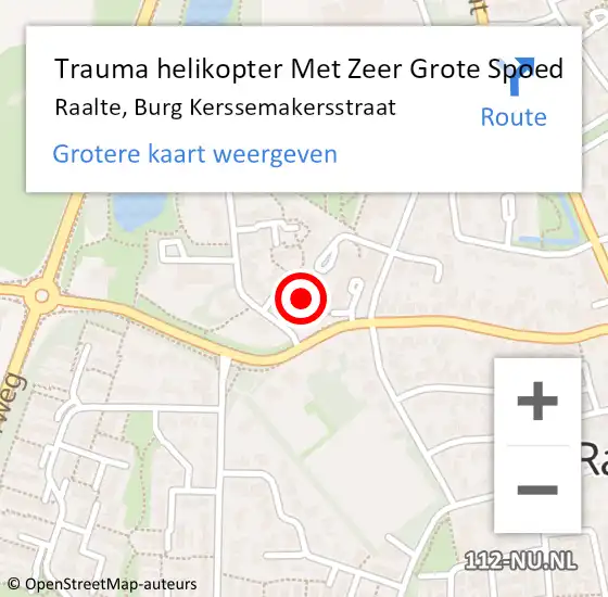 Locatie op kaart van de 112 melding: Trauma helikopter Met Zeer Grote Spoed Naar Raalte, Burg Kerssemakersstraat op 11 mei 2024 18:41