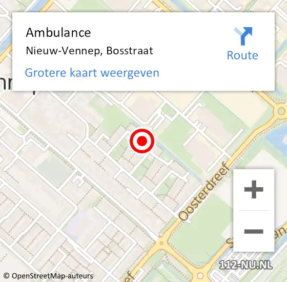 Locatie op kaart van de 112 melding: Ambulance Nieuw-Vennep, Bosstraat op 11 mei 2024 18:47