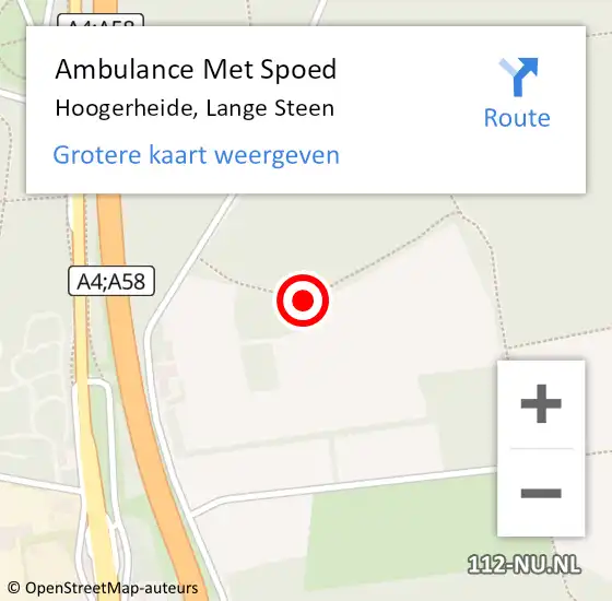 Locatie op kaart van de 112 melding: Ambulance Met Spoed Naar Hoogerheide, Lange Steen op 5 oktober 2014 14:39