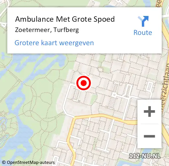 Locatie op kaart van de 112 melding: Ambulance Met Grote Spoed Naar Zoetermeer, Turfberg op 11 mei 2024 19:04