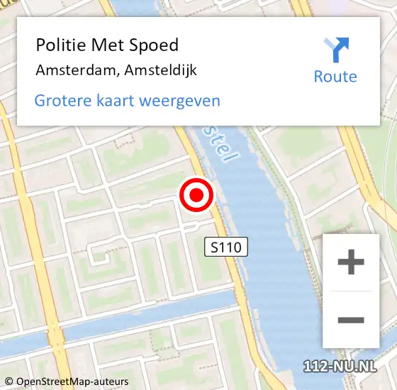 Locatie op kaart van de 112 melding: Politie Met Spoed Naar Amsterdam, Amsteldijk op 11 mei 2024 19:07