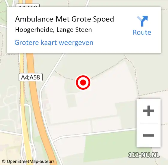 Locatie op kaart van de 112 melding: Ambulance Met Grote Spoed Naar Hoogerheide, Lange Steen op 5 oktober 2014 14:40