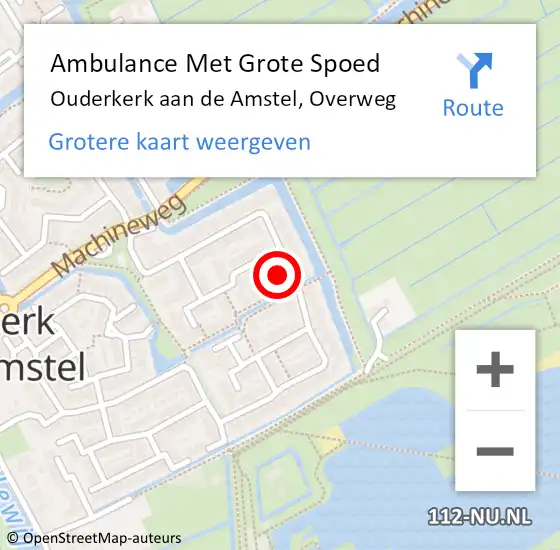 Locatie op kaart van de 112 melding: Ambulance Met Grote Spoed Naar Ouderkerk aan de Amstel, Overweg op 11 mei 2024 19:17