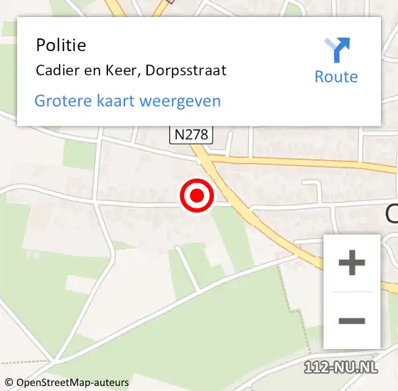 Locatie op kaart van de 112 melding: Politie Cadier en Keer, Dorpsstraat op 11 mei 2024 19:18
