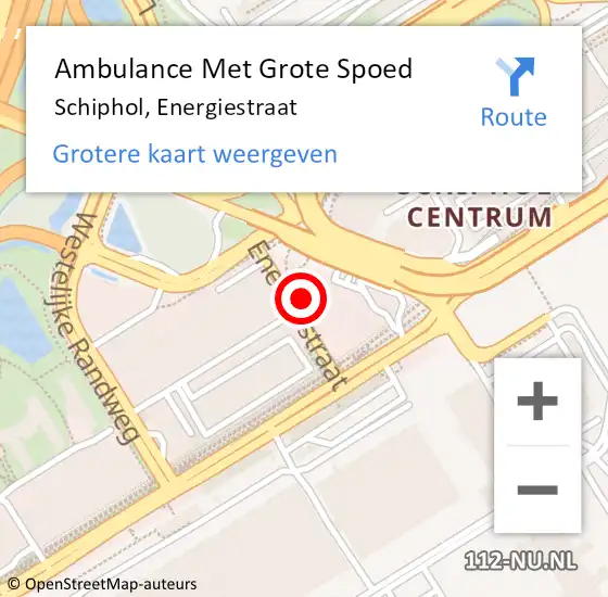 Locatie op kaart van de 112 melding: Ambulance Met Grote Spoed Naar Schiphol, Energiestraat op 11 mei 2024 19:18