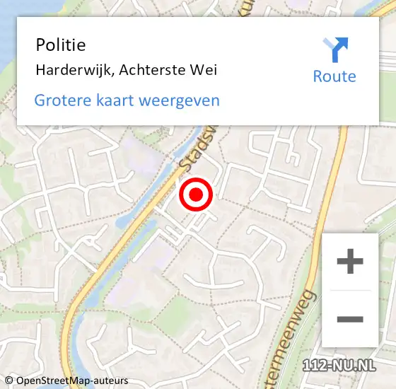 Locatie op kaart van de 112 melding: Politie Harderwijk, Achterste Wei op 11 mei 2024 19:18