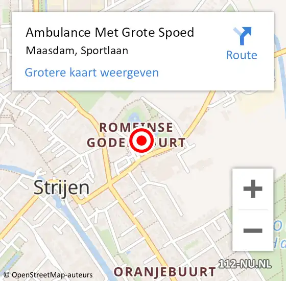 Locatie op kaart van de 112 melding: Ambulance Met Grote Spoed Naar Maasdam, Sportlaan op 11 mei 2024 19:30