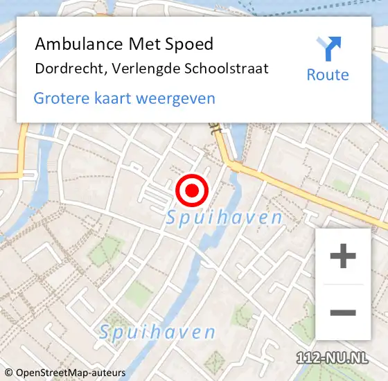 Locatie op kaart van de 112 melding: Ambulance Met Spoed Naar Dordrecht, Verlengde Schoolstraat op 11 mei 2024 19:33