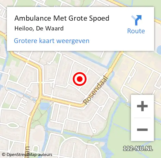 Locatie op kaart van de 112 melding: Ambulance Met Grote Spoed Naar Heiloo, De Waard op 11 mei 2024 19:33