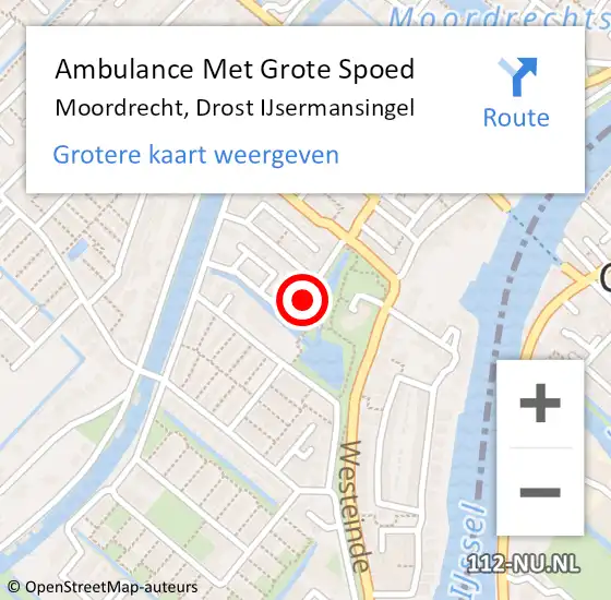 Locatie op kaart van de 112 melding: Ambulance Met Grote Spoed Naar Moordrecht, Drost IJsermansingel op 5 oktober 2014 14:43