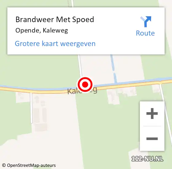 Locatie op kaart van de 112 melding: Brandweer Met Spoed Naar Opende, Kaleweg op 11 mei 2024 19:45