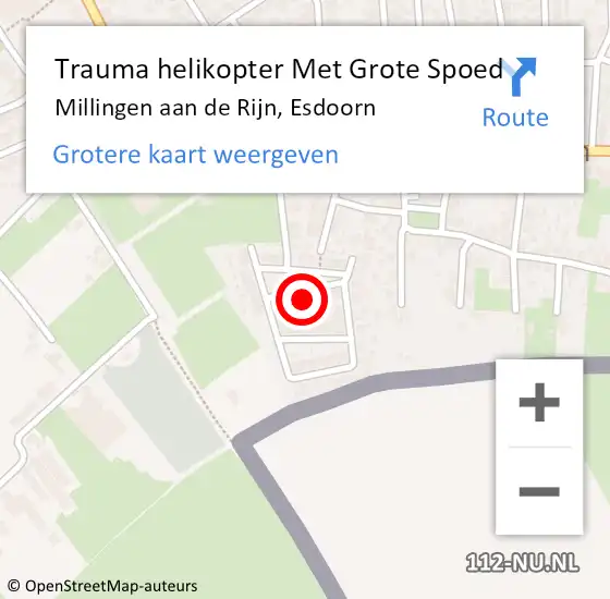 Locatie op kaart van de 112 melding: Trauma helikopter Met Grote Spoed Naar Millingen aan de Rijn, Esdoorn op 11 mei 2024 20:00