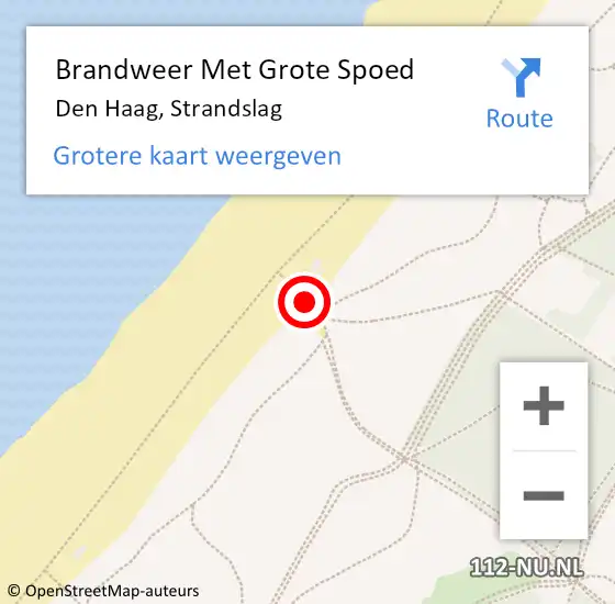 Locatie op kaart van de 112 melding: Brandweer Met Grote Spoed Naar Den Haag, Strandslag op 11 mei 2024 20:05