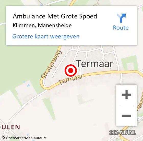 Locatie op kaart van de 112 melding: Ambulance Met Grote Spoed Naar Klimmen, Manensheide op 5 oktober 2014 14:46