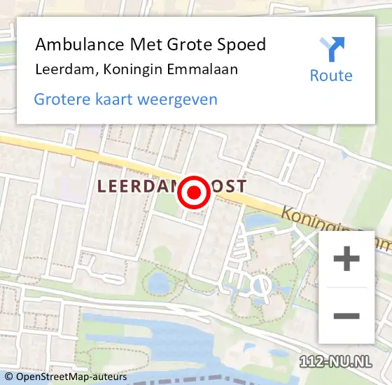 Locatie op kaart van de 112 melding: Ambulance Met Grote Spoed Naar Leerdam, Koningin Emmalaan op 11 mei 2024 20:10