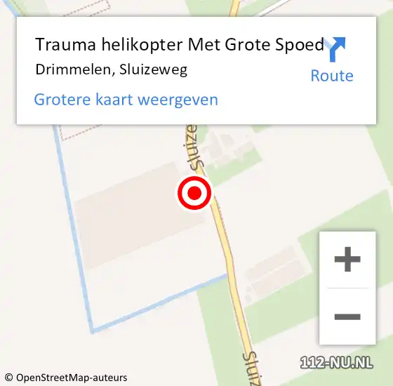 Locatie op kaart van de 112 melding: Trauma helikopter Met Grote Spoed Naar Drimmelen, Sluizeweg op 11 mei 2024 20:11