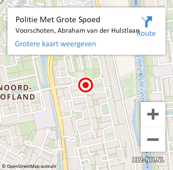 Locatie op kaart van de 112 melding: Politie Met Grote Spoed Naar Voorschoten, Abraham van der Hulstlaan op 11 mei 2024 20:12