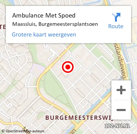 Locatie op kaart van de 112 melding: Ambulance Met Spoed Naar Maassluis, Burgemeestersplantsoen op 11 mei 2024 20:13