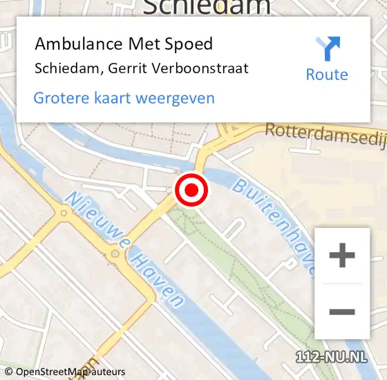 Locatie op kaart van de 112 melding: Ambulance Met Spoed Naar Schiedam, Gerrit Verboonstraat op 11 mei 2024 20:15