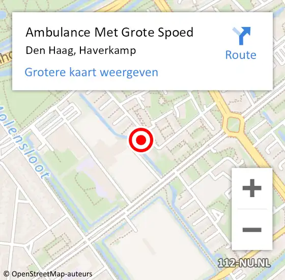 Locatie op kaart van de 112 melding: Ambulance Met Grote Spoed Naar Den Haag, Haverkamp op 11 mei 2024 20:20