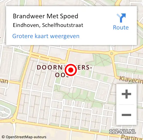 Locatie op kaart van de 112 melding: Brandweer Met Spoed Naar Eindhoven, Schelfhoutstraat op 11 mei 2024 20:24