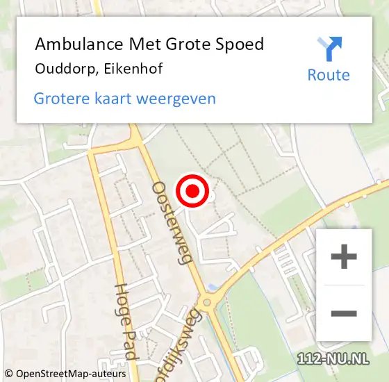 Locatie op kaart van de 112 melding: Ambulance Met Grote Spoed Naar Ouddorp, Eikenhof op 11 mei 2024 20:25