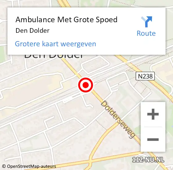 Locatie op kaart van de 112 melding: Ambulance Met Grote Spoed Naar Den Dolder op 5 oktober 2014 14:50