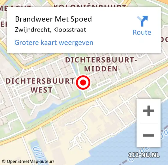 Locatie op kaart van de 112 melding: Brandweer Met Spoed Naar Zwijndrecht, Kloosstraat op 11 mei 2024 20:35