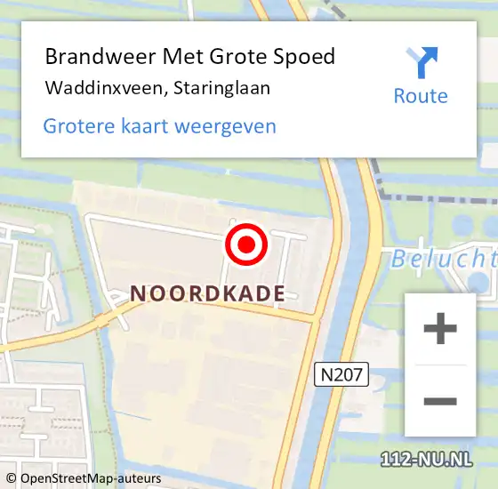 Locatie op kaart van de 112 melding: Brandweer Met Grote Spoed Naar Waddinxveen, Staringlaan op 11 mei 2024 20:41