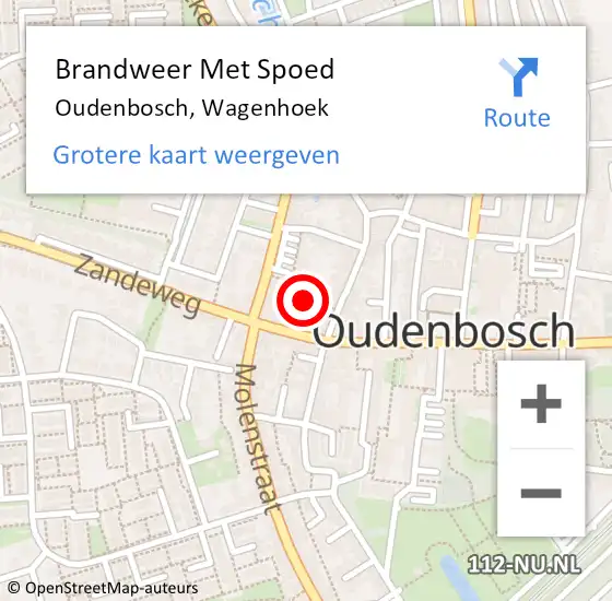 Locatie op kaart van de 112 melding: Brandweer Met Spoed Naar Oudenbosch, Wagenhoek op 11 mei 2024 20:59