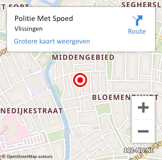 Locatie op kaart van de 112 melding: Politie Met Spoed Naar Vlissingen op 11 mei 2024 21:10