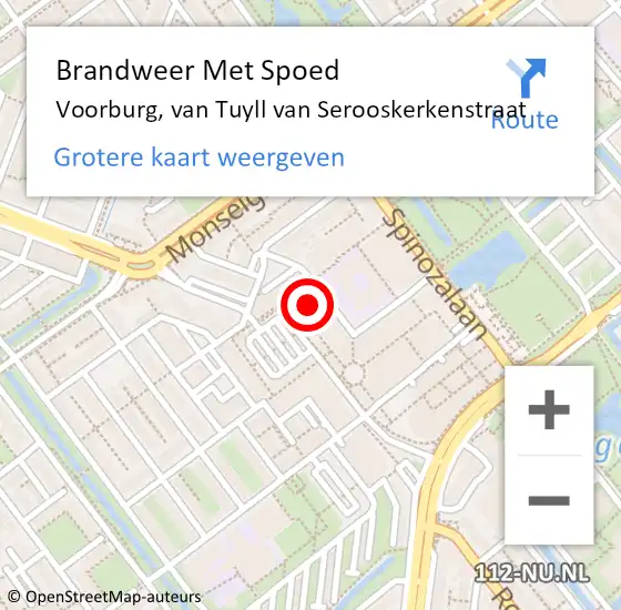 Locatie op kaart van de 112 melding: Brandweer Met Spoed Naar Voorburg, van Tuyll van Serooskerkenstraat op 11 mei 2024 21:10