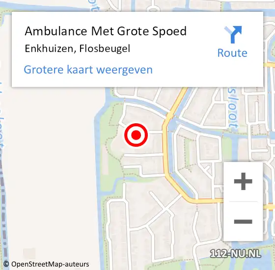 Locatie op kaart van de 112 melding: Ambulance Met Grote Spoed Naar Enkhuizen, Flosbeugel op 11 mei 2024 21:13