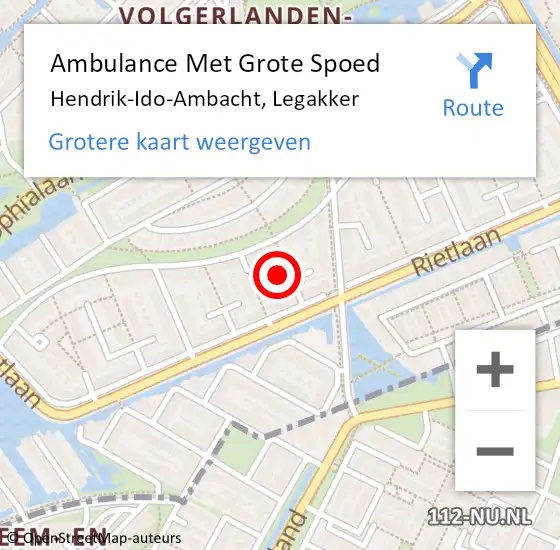 Locatie op kaart van de 112 melding: Ambulance Met Grote Spoed Naar Hendrik-Ido-Ambacht, Legakker op 11 mei 2024 21:14