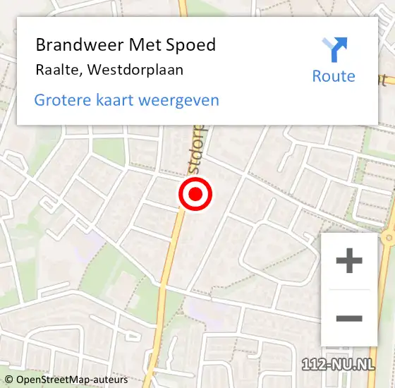 Locatie op kaart van de 112 melding: Brandweer Met Spoed Naar Raalte, Westdorplaan op 11 mei 2024 21:17