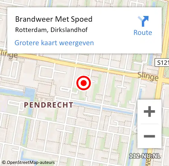 Locatie op kaart van de 112 melding: Brandweer Met Spoed Naar Rotterdam, Dirkslandhof op 11 mei 2024 21:23