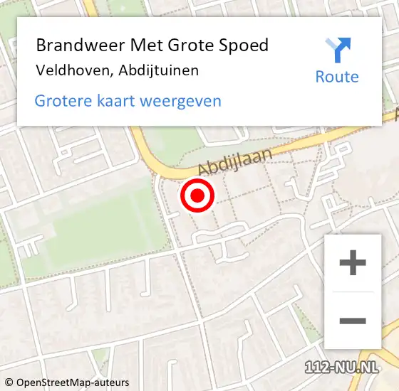 Locatie op kaart van de 112 melding: Brandweer Met Grote Spoed Naar Veldhoven, Abdijtuinen op 11 mei 2024 21:25